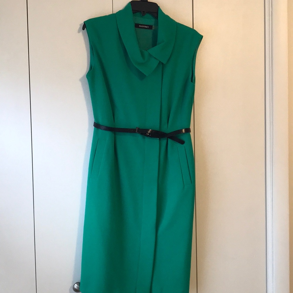 ELLEN TRACY Emerald Green Collared Dress